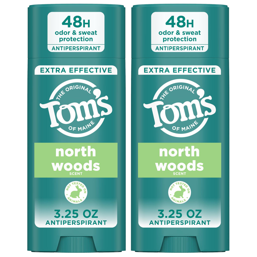 Tom's of Maine North Woods Antiperspirant Deodorant – 48H Odor & Sweat Protection, Patchouli & Lavender, 3.25 oz 2-Pack