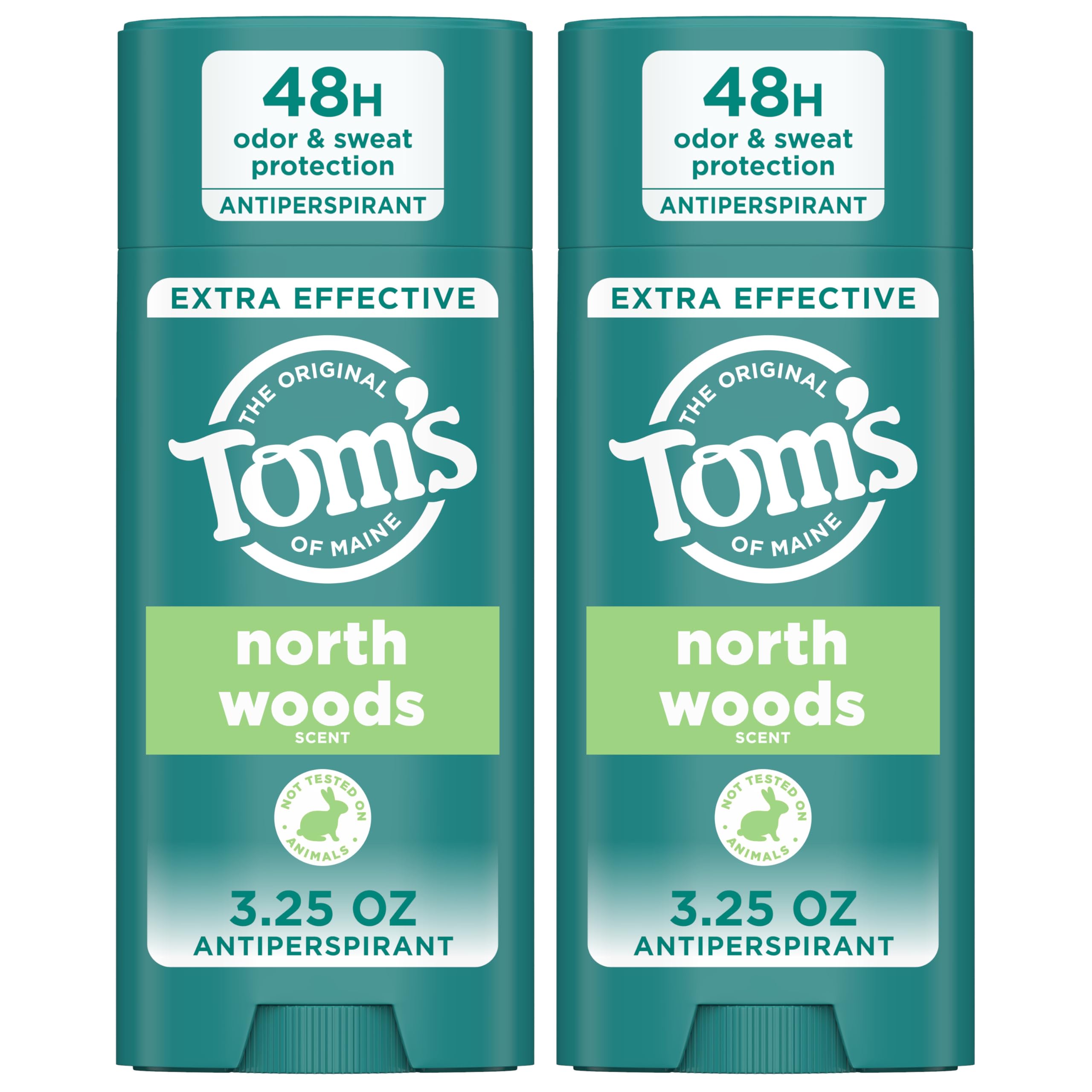Tom's of Maine North Woods Antiperspirant Deodorant – 48H Odor & Sweat Protection, Patchouli & Lavender, 3.25 oz 2-Pack