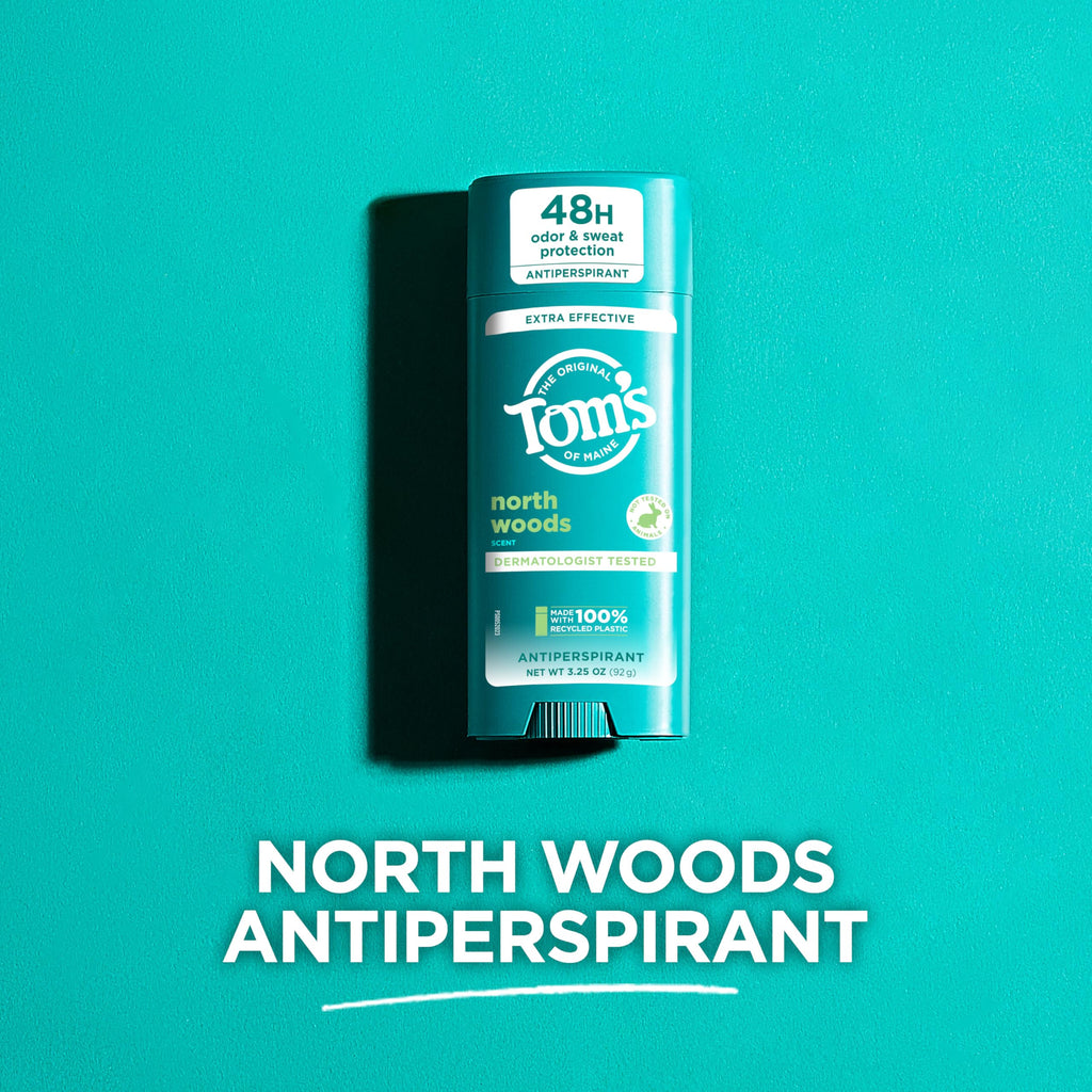 Tom's of Maine North Woods Antiperspirant Deodorant – 48H Odor & Sweat Protection, Patchouli & Lavender, 3.25 oz 2-Pack