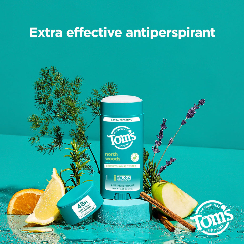 Tom's of Maine North Woods Antiperspirant Deodorant – 48H Odor & Sweat Protection, Patchouli & Lavender, 3.25 oz 2-Pack