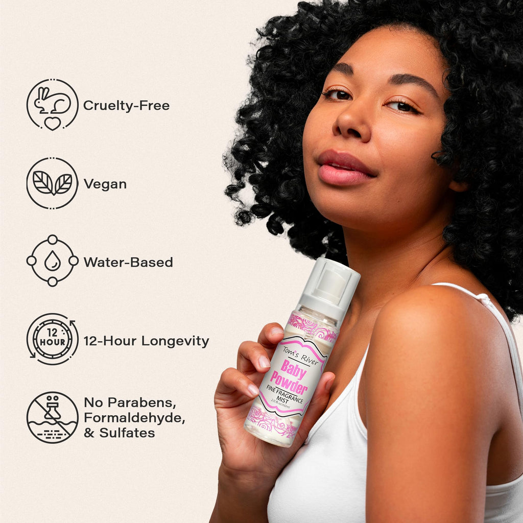 Tom's River Fine Fragrance Body & Hair Mist – Baby Powder Scented (Pack of 3) | 2 fl oz / 60 ml Each