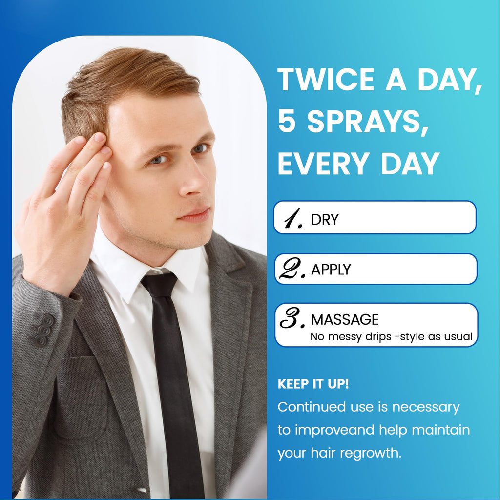 Tomum Men's 5% Minoxidil Hair Growth Spray – Extra Strength, 60ml, Made in USA