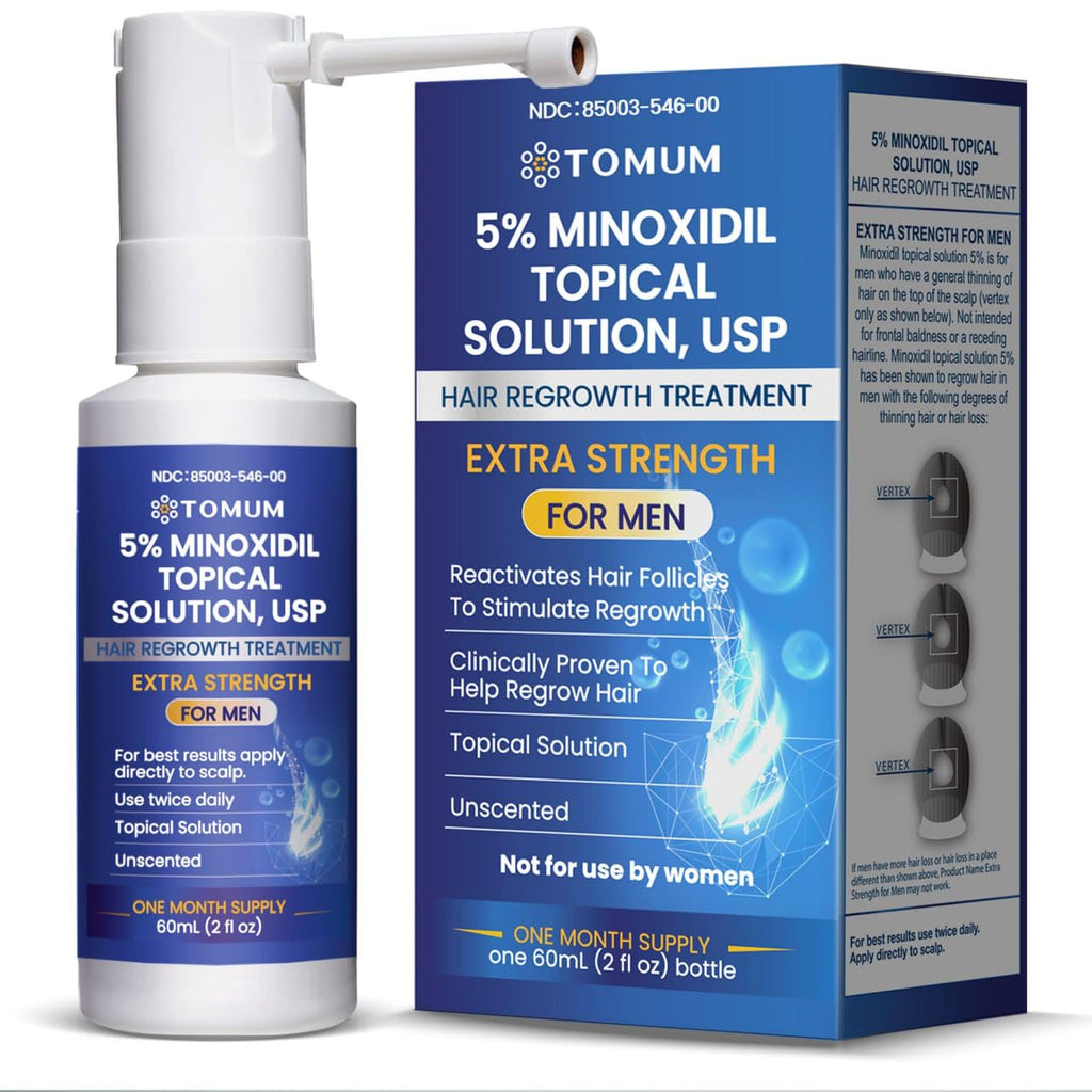 Tomum Men's 5% Minoxidil Hair Growth Spray – Extra Strength, 60ml, Made in USA
