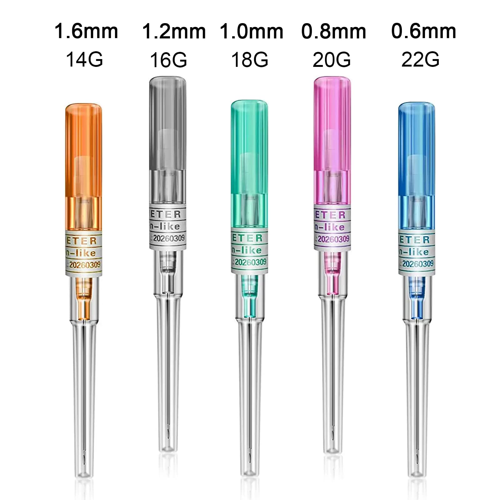 TONBAO Catheter Piercing Needles - 50 Mixed Disposable Needles, 316L Stainless Steel, Vacuum Pack