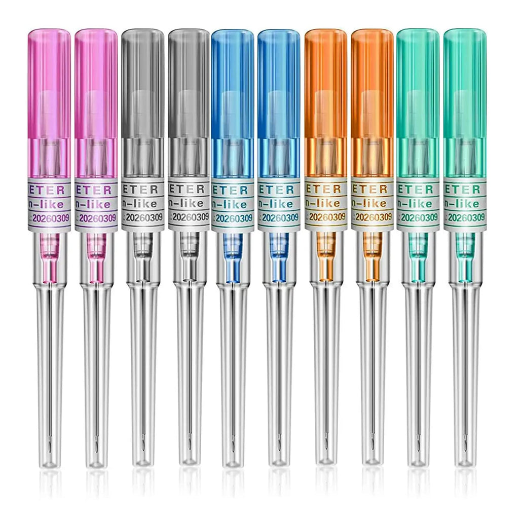 TONBAO Catheter Piercing Needles - 50 Mixed Disposable Needles, 316L Stainless Steel, Vacuum Pack