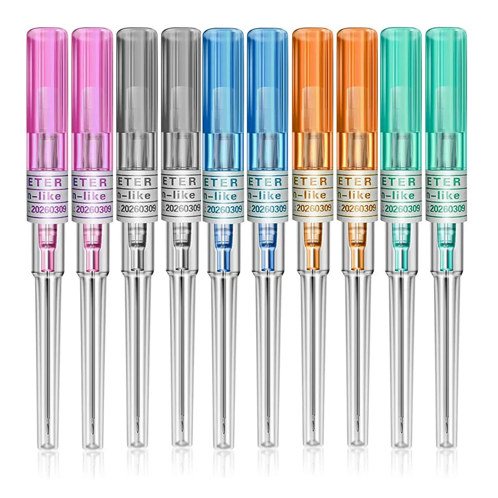 TONBAO Catheter Piercing Needles - 50 Mixed Disposable Needles, 316L Stainless Steel, Vacuum Pack