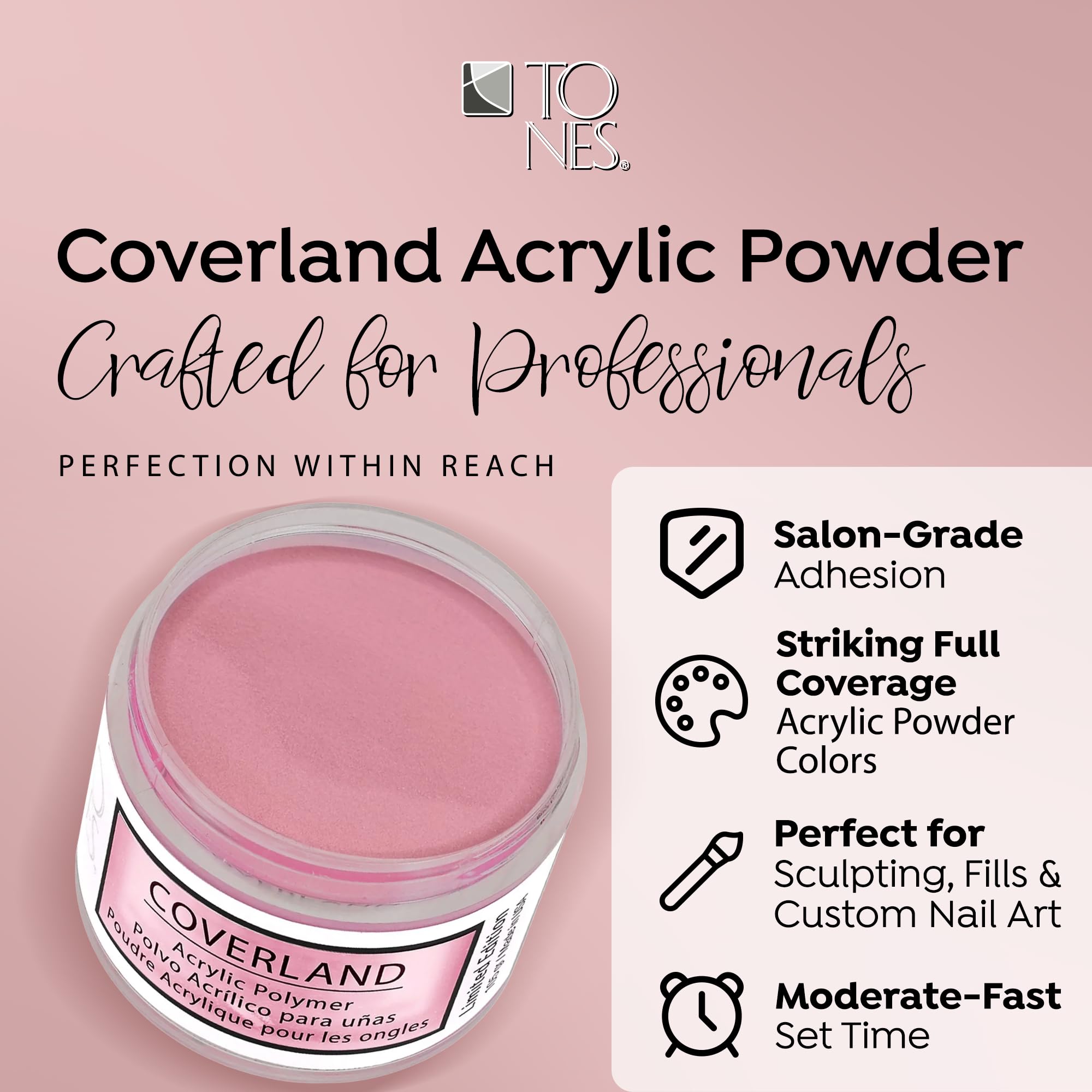 TONES Coverland Acrylic Nail Powder French Rose | Limited Edition 1.5 oz