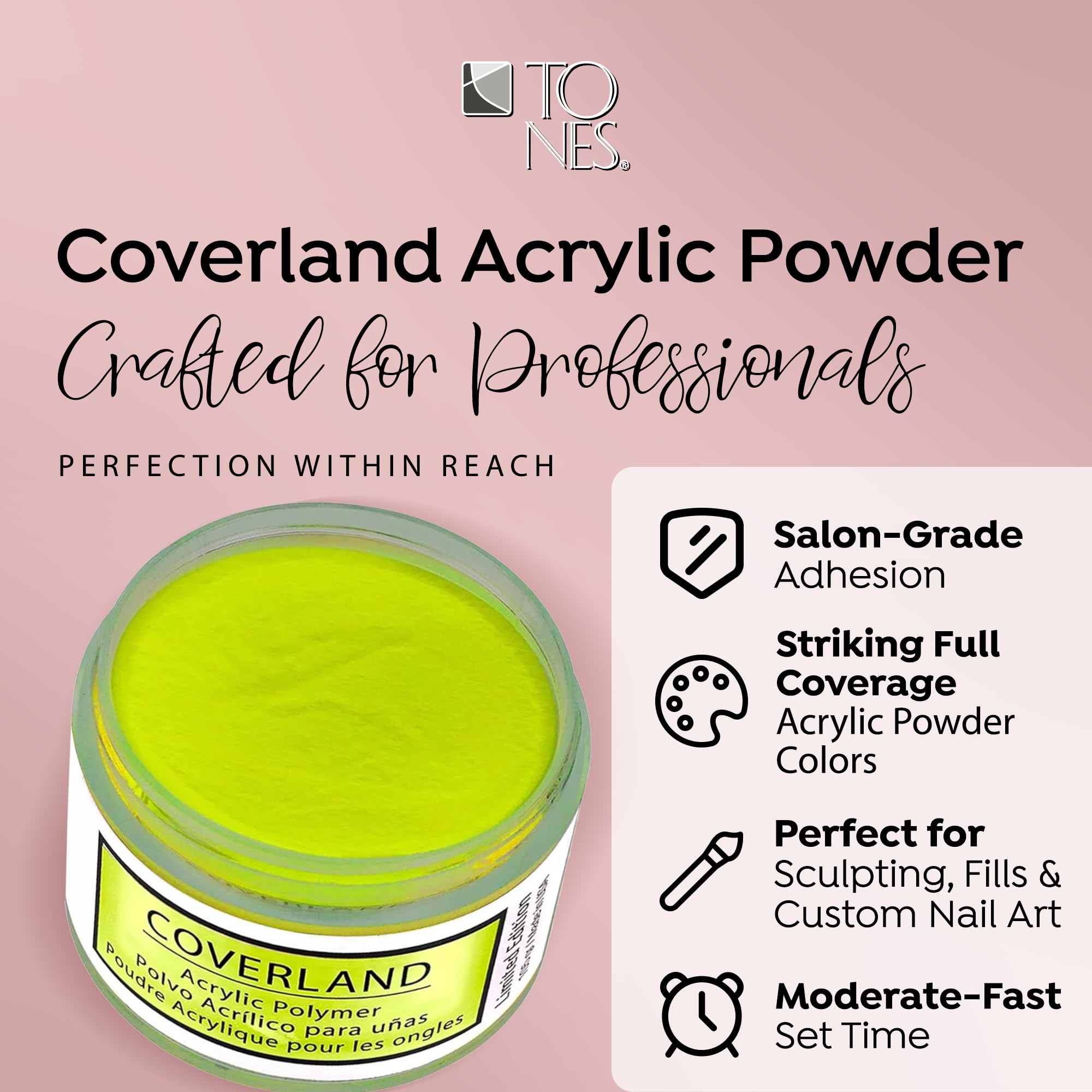 TONES Coverland Acrylic Nail Powder ‘Let's Go Party’ — Limited Edition 1.5 Oz for Nail Design & Sculpting