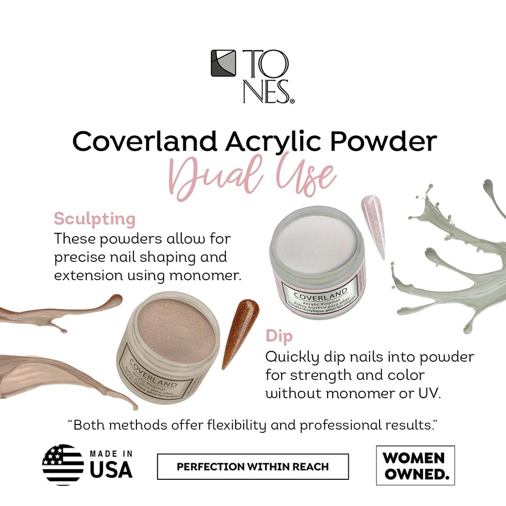TONES Coverland Greench Acrylic Nail Powder – Limited Edition 1.5 oz for Nail Design & Masking Imperfections