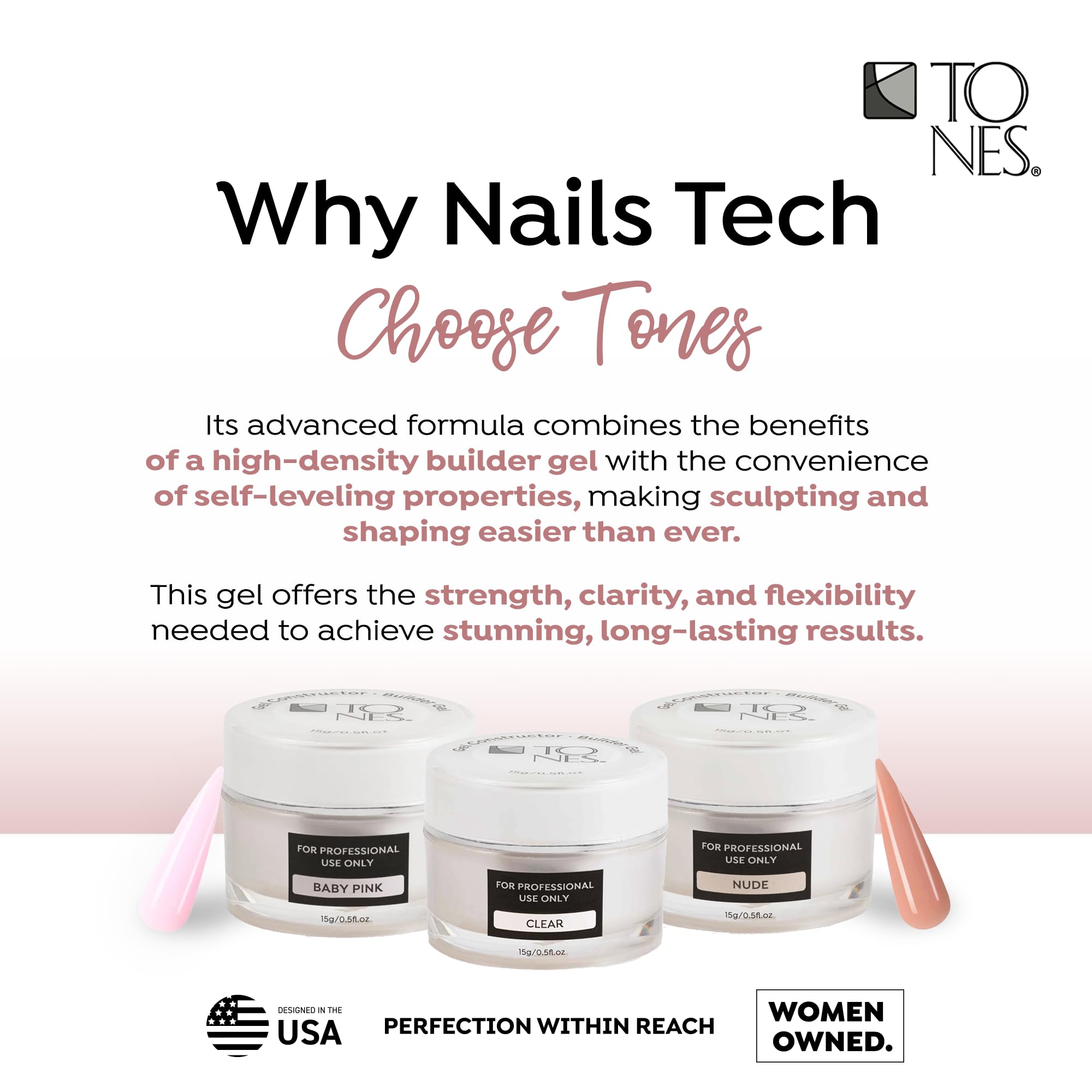 TONES Premium Self-Leveling Nail Builder Gel Cherry Blossom (0.5 fl oz) – UV/LED, 10-Free
