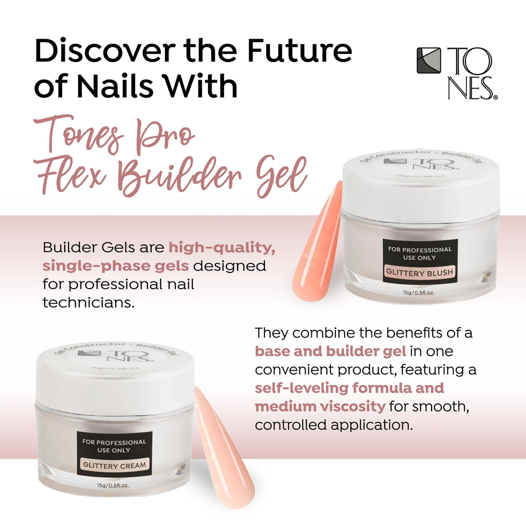 TONES Premium Self-Leveling Nail Builder Gel Cherry Blossom (0.5 fl oz) – UV/LED, 10-Free