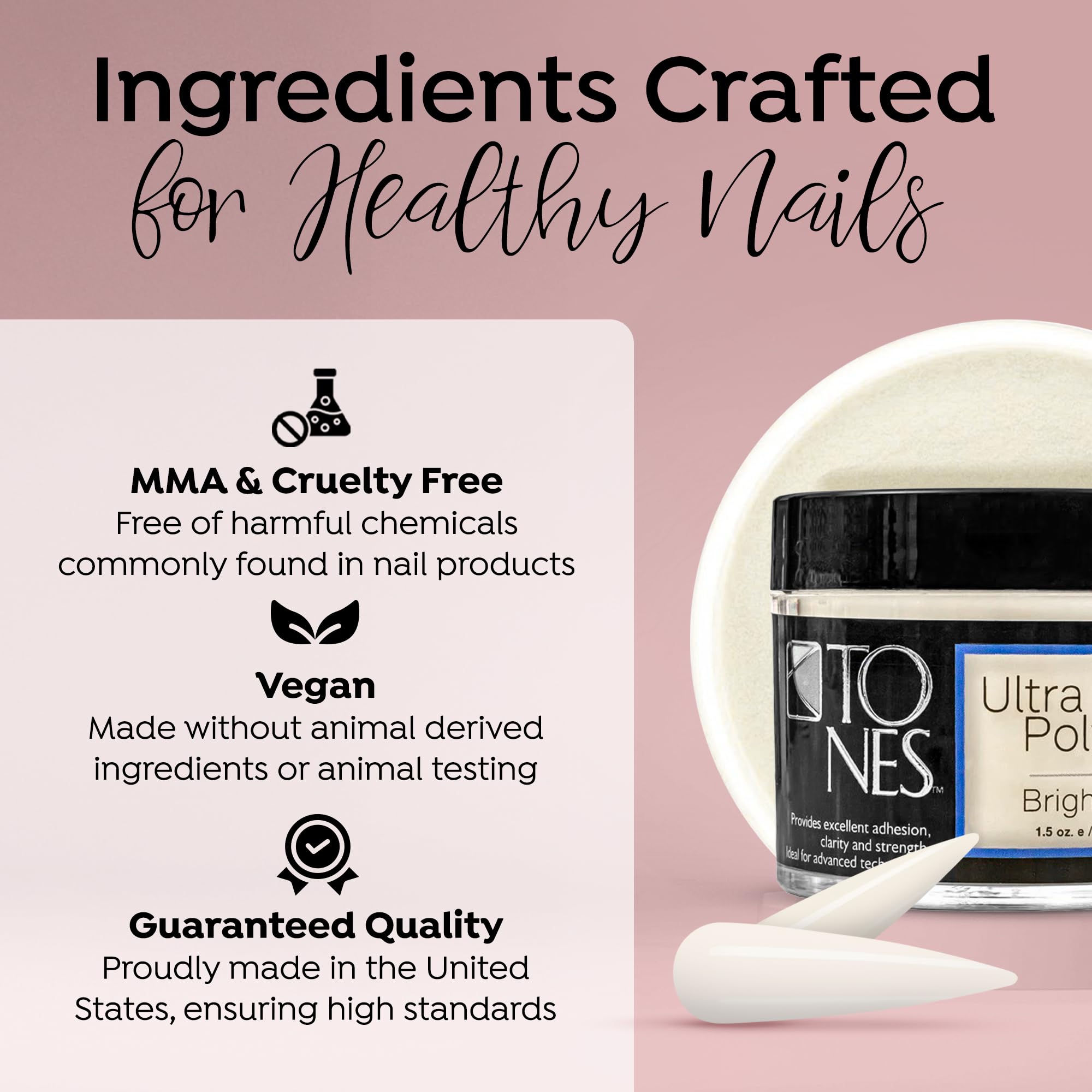 TONES Pro Acrylic Nail Powder: Sparkling White, Long-Lasting & Non-Yellowing