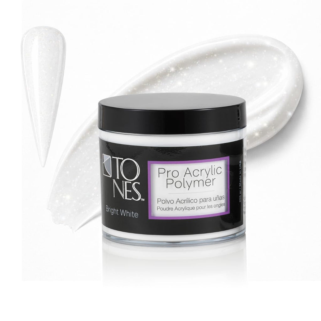 TONES Pro Acrylic Nail Powder: Sparkling White, Long-Lasting & Non-Yellowing