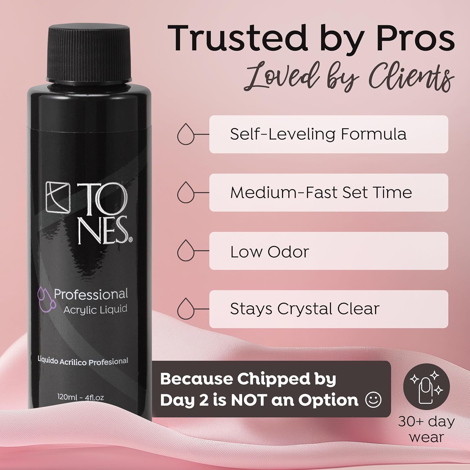 TONES Watermelon Scented EMA Monomer - Odor-Neutralizing Acrylic Liquid, Non-Yellowing, Superior Adhesion, MMA-Free, Made in USA (8 fl oz)