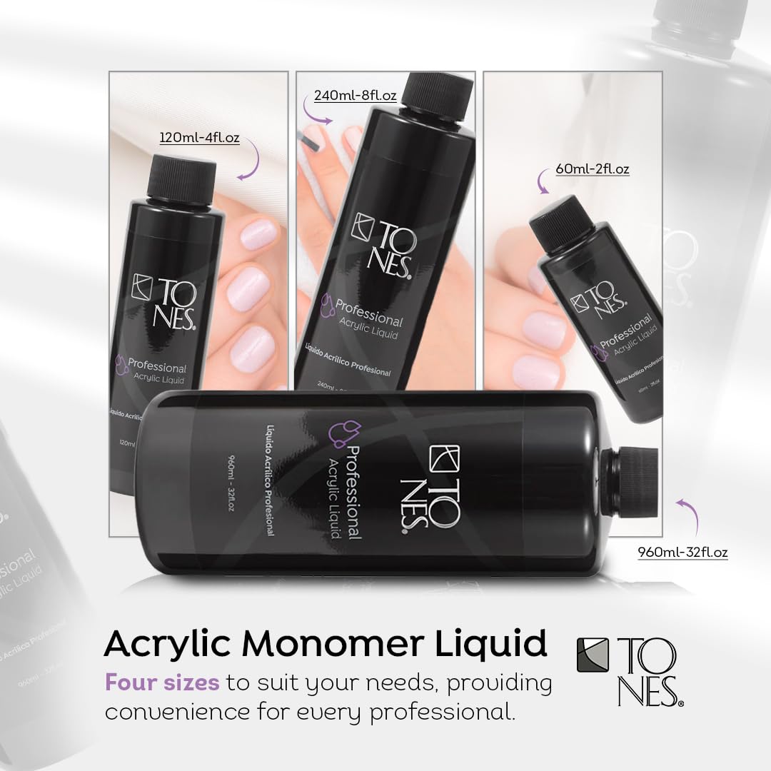 TONES Watermelon Scented EMA Monomer - Odor-Neutralizing Acrylic Liquid, Non-Yellowing, Superior Adhesion, MMA-Free, Made in USA (8 fl oz)