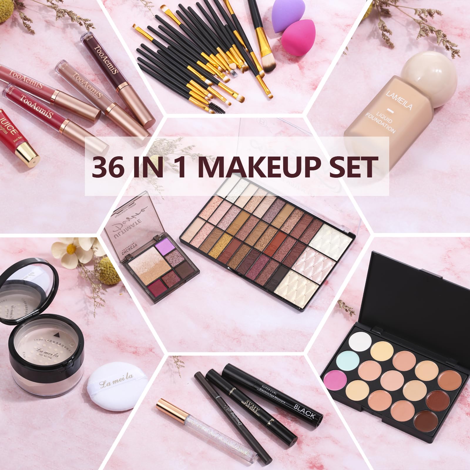 TooAemiS Makeup Kit for Women – All-in-One Pro Set (Eyeshadow, Foundation, Lipstick)