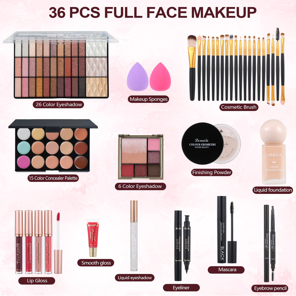 TooAemiS Makeup Kit for Women – All-in-One Pro Set (Eyeshadow, Foundation, Lipstick)