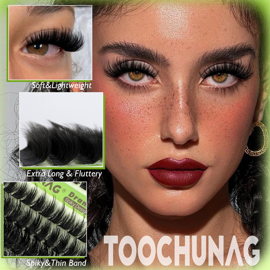 TOOCHUNAG Thick Lash Clusters Kit 12–24mm | DIY Lash Extensions, 180D+240D, D-Curly