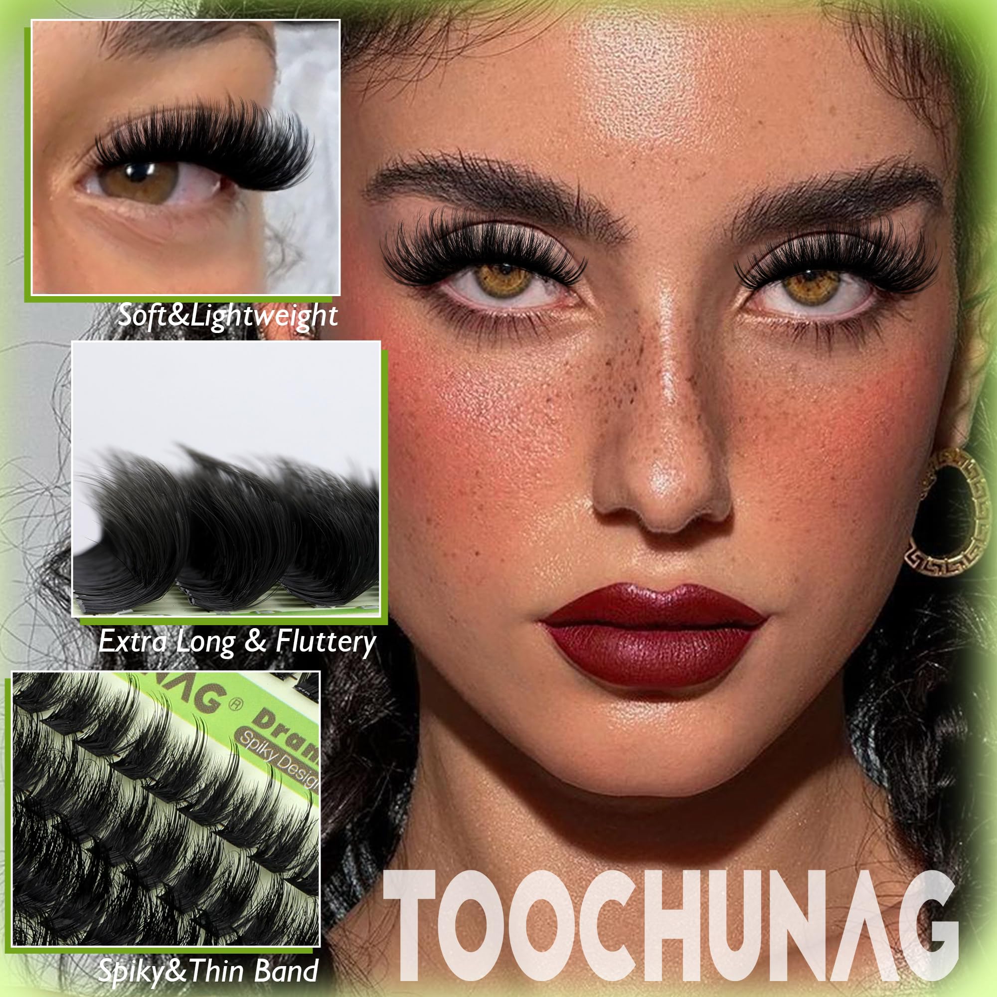 TOOCHUNAG Thick Lash Clusters Kit 12–24mm | DIY Lash Extensions, 180D+240D, D-Curly