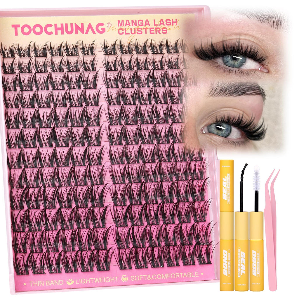 TOOCHUNAG Wispy Lash Clusters Kit — Spiky Manga Lashes (8–14mm) DIY Extensions