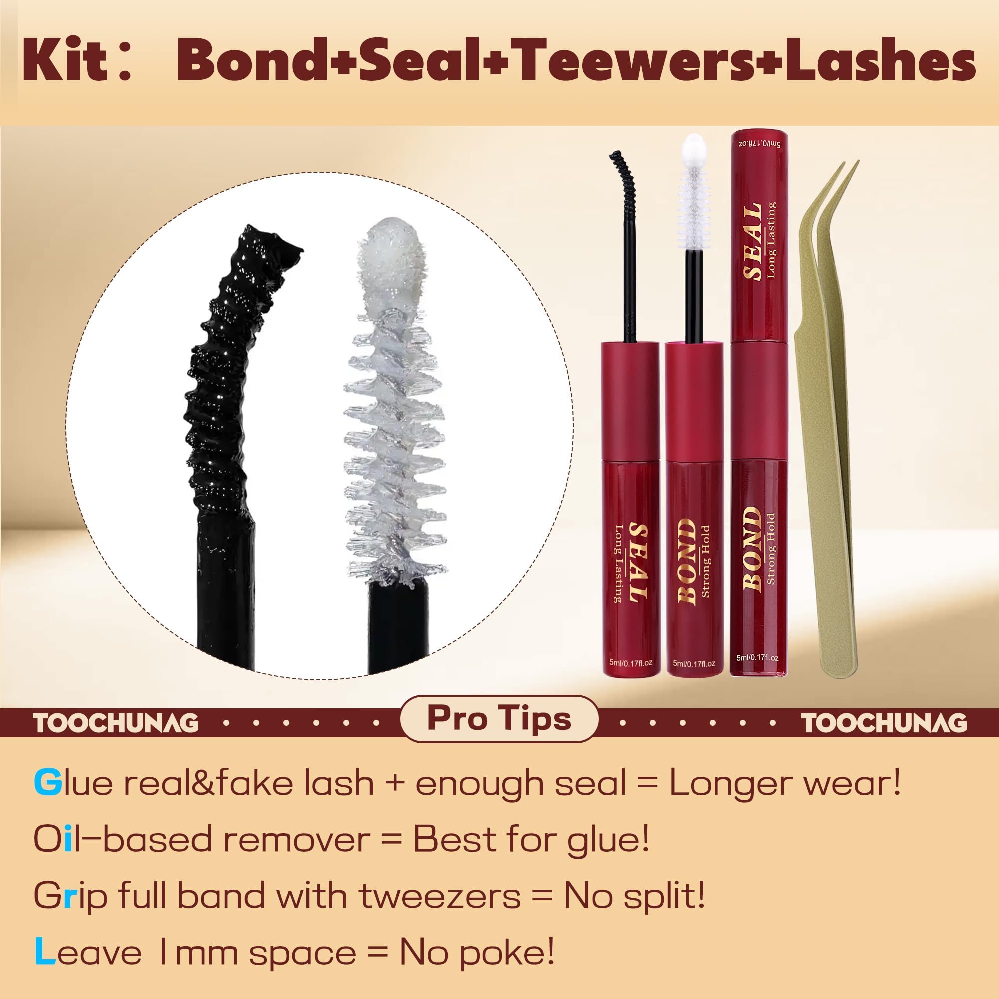 TOOCHUNAG Lash Clusters Kit 192pcs – Anime Lashes 12-18mm D Volume with Bond & Tweezers