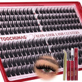 TOOCHUNAG Lash Clusters Kit 192pcs – Anime Lashes 12-18mm D Volume with Bond & Tweezers