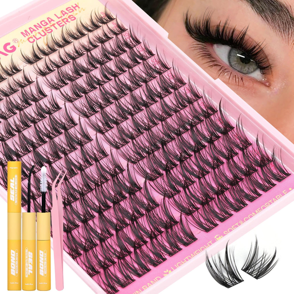 TOOCHUNAG Wispy Lash Clusters Kit — Spiky Manga Lashes (8–14mm) DIY Extensions