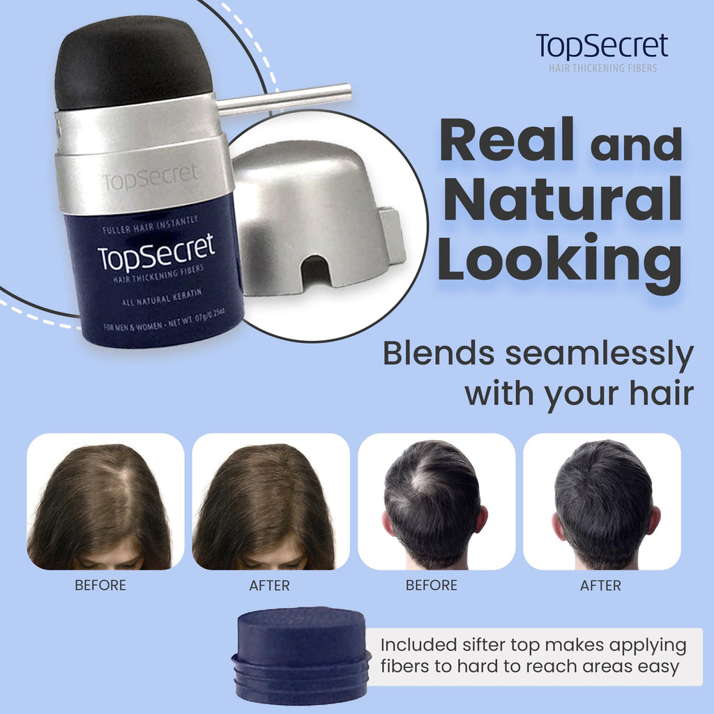 Top Secret Hair Thickening Fibers with Applicator – Light Brown (Travel Size)