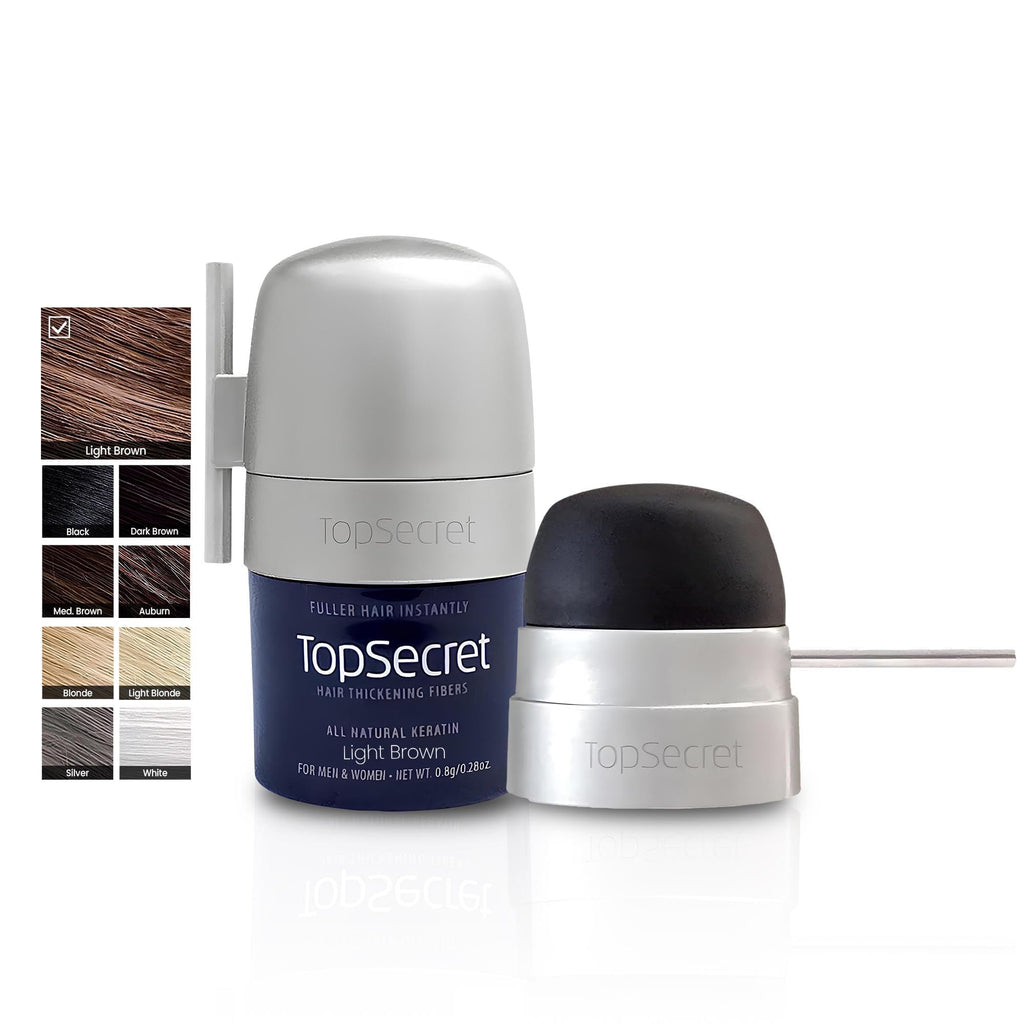 Top Secret Hair Thickening Fibers with Applicator – Light Brown (Travel Size)