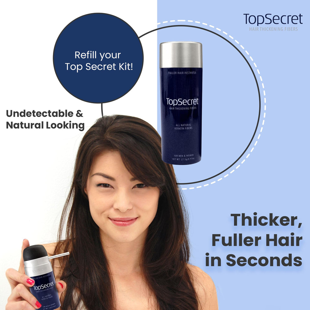 Top Secret Hair Building Fiber Refills – Undetectable Thickening for Men & Women (Medium Brown)