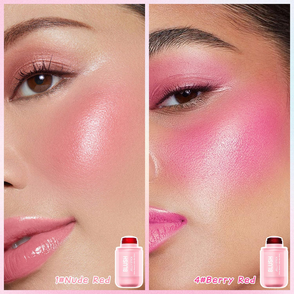 Topcent 2 Pcs Jelly Blush Contour Stick – Watercolor Cheek & Lip Tint, Dewy & Waterproof (Set A)