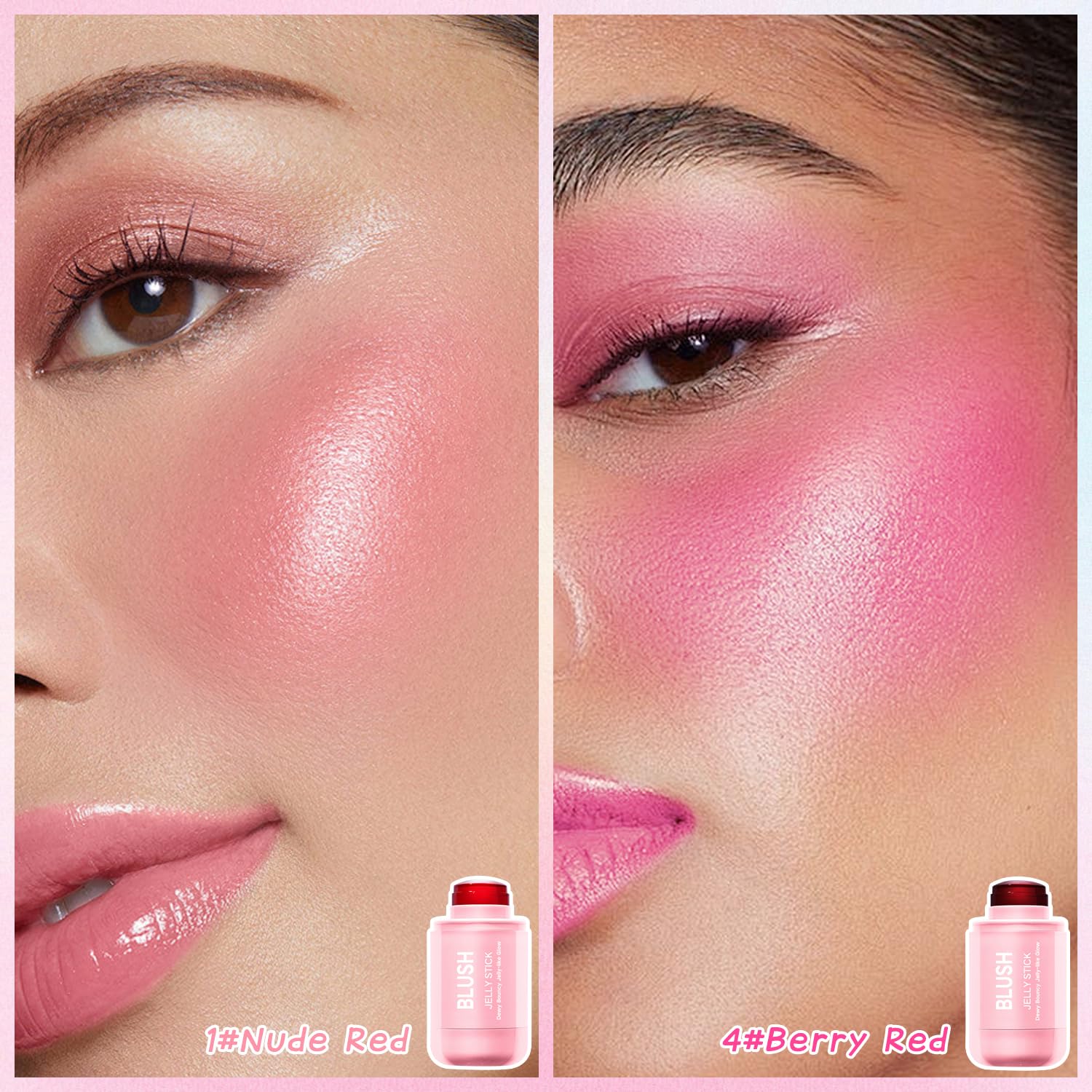 Topcent 2 Pcs Jelly Blush Contour Stick – Watercolor Cheek & Lip Tint, Dewy & Waterproof (Set A)
