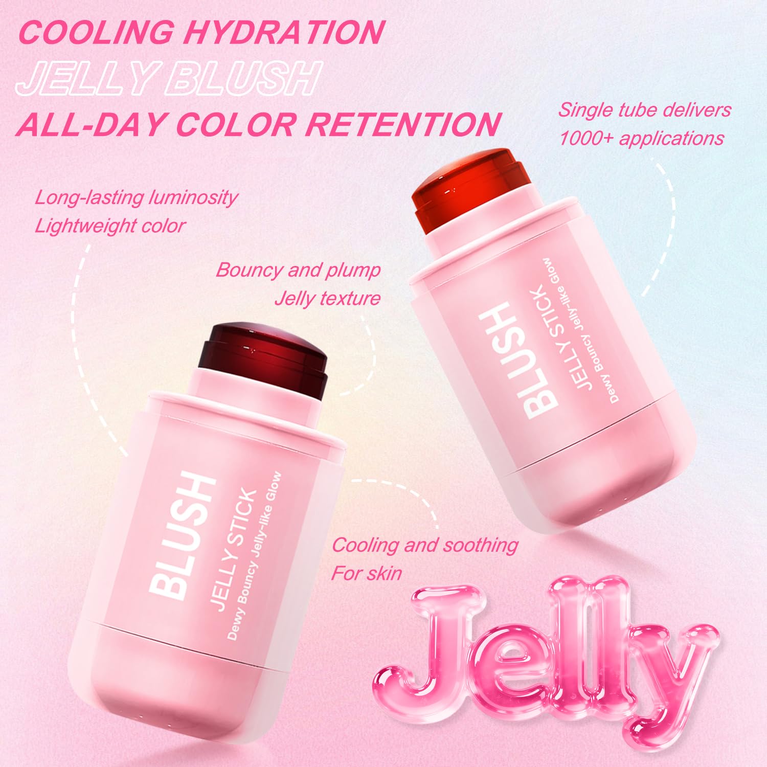 Topcent 2 Pcs Jelly Blush Contour Stick – Watercolor Cheek & Lip Tint, Dewy & Waterproof (Set A)