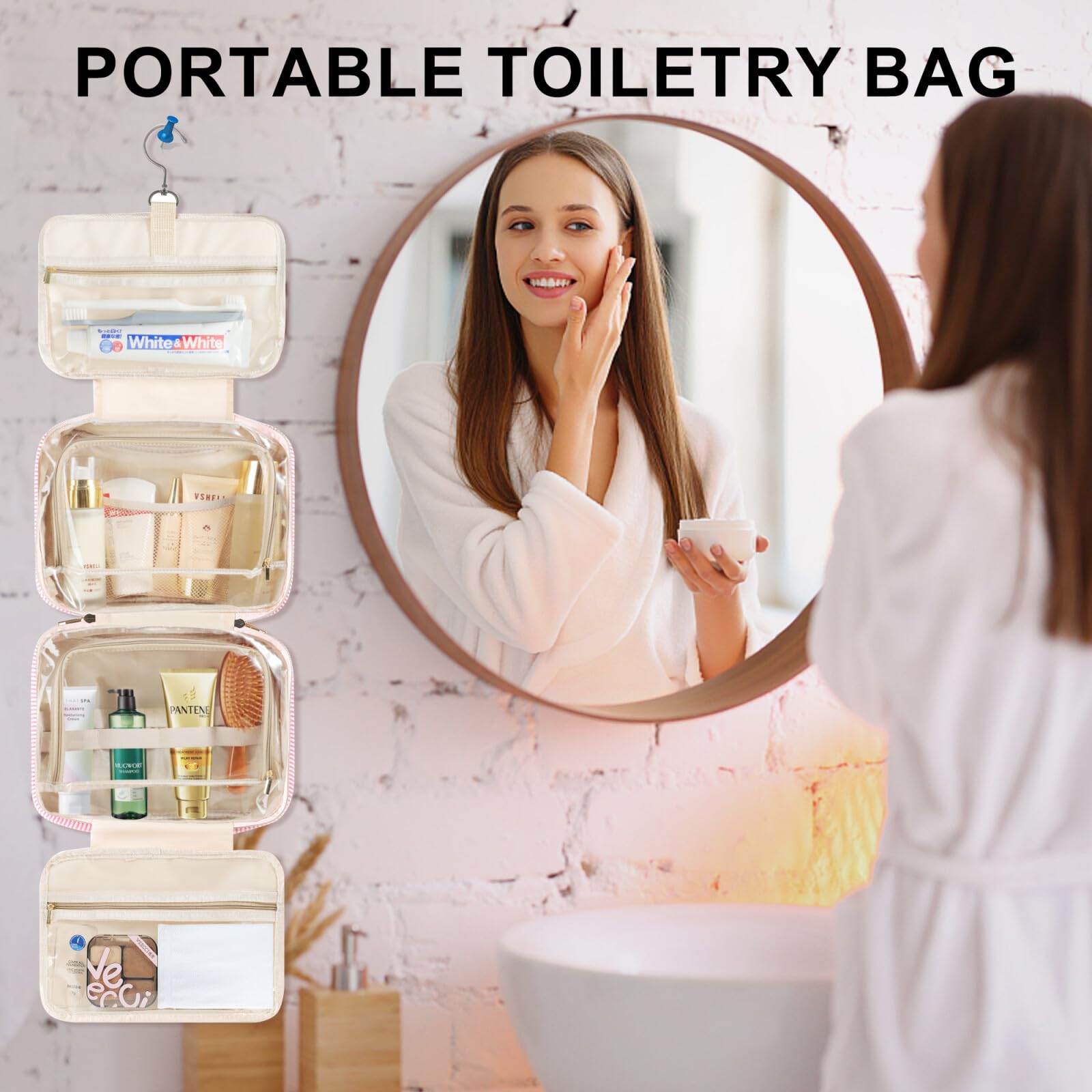 TOPEAST Travel Hanging Toiletry Bag with Personalized Initial – Valentines Gift