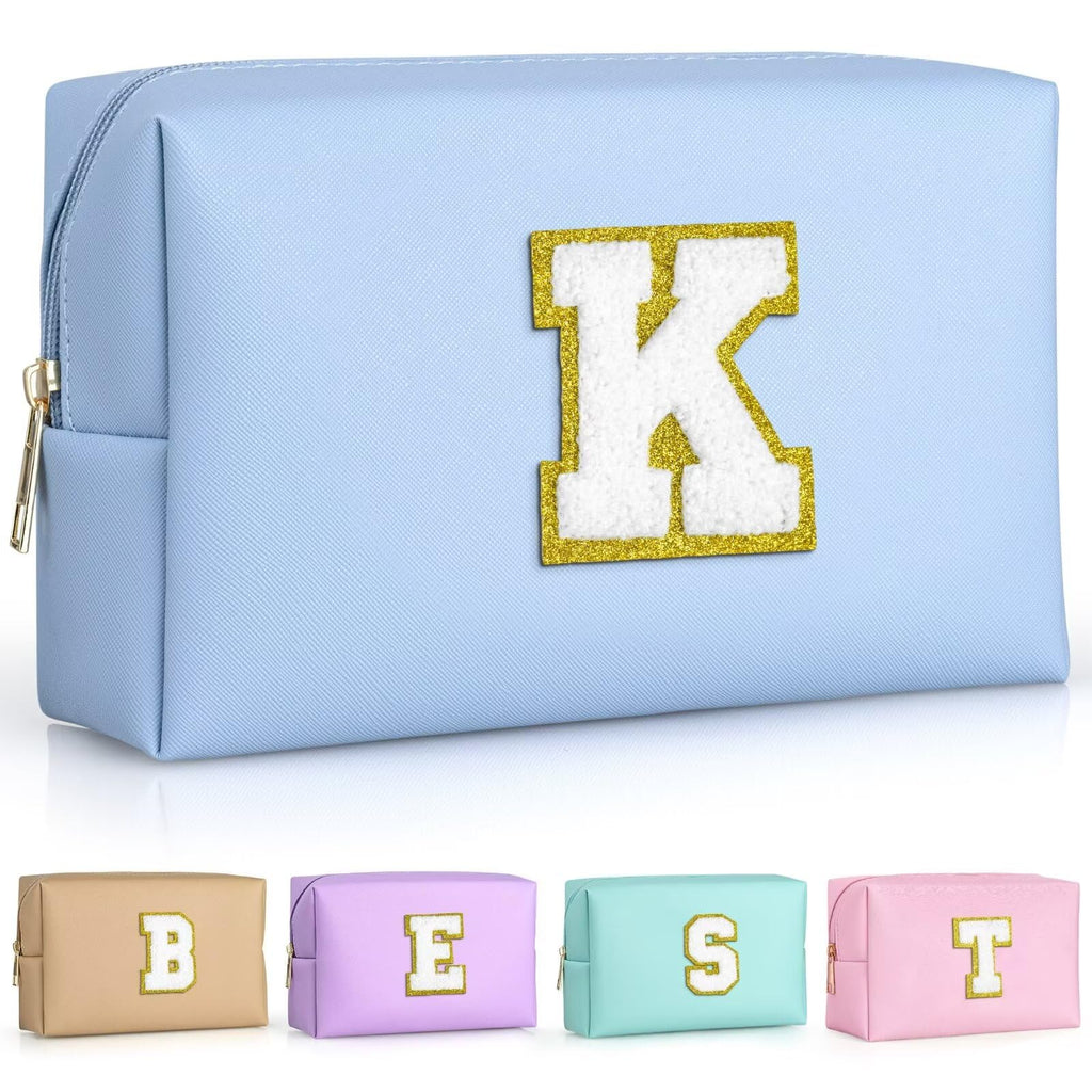 TOPEAST Sky Blue Makeup Bag – Personalized Teen Girl Gift, Preppy Style