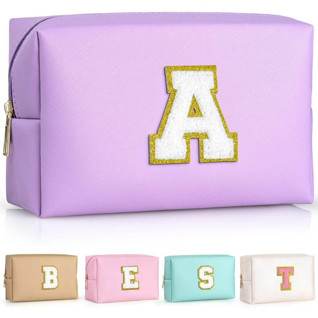 TOPEAST Personalized Initial Makeup Bag for Mom – Purple Travel Cosmetic Bag