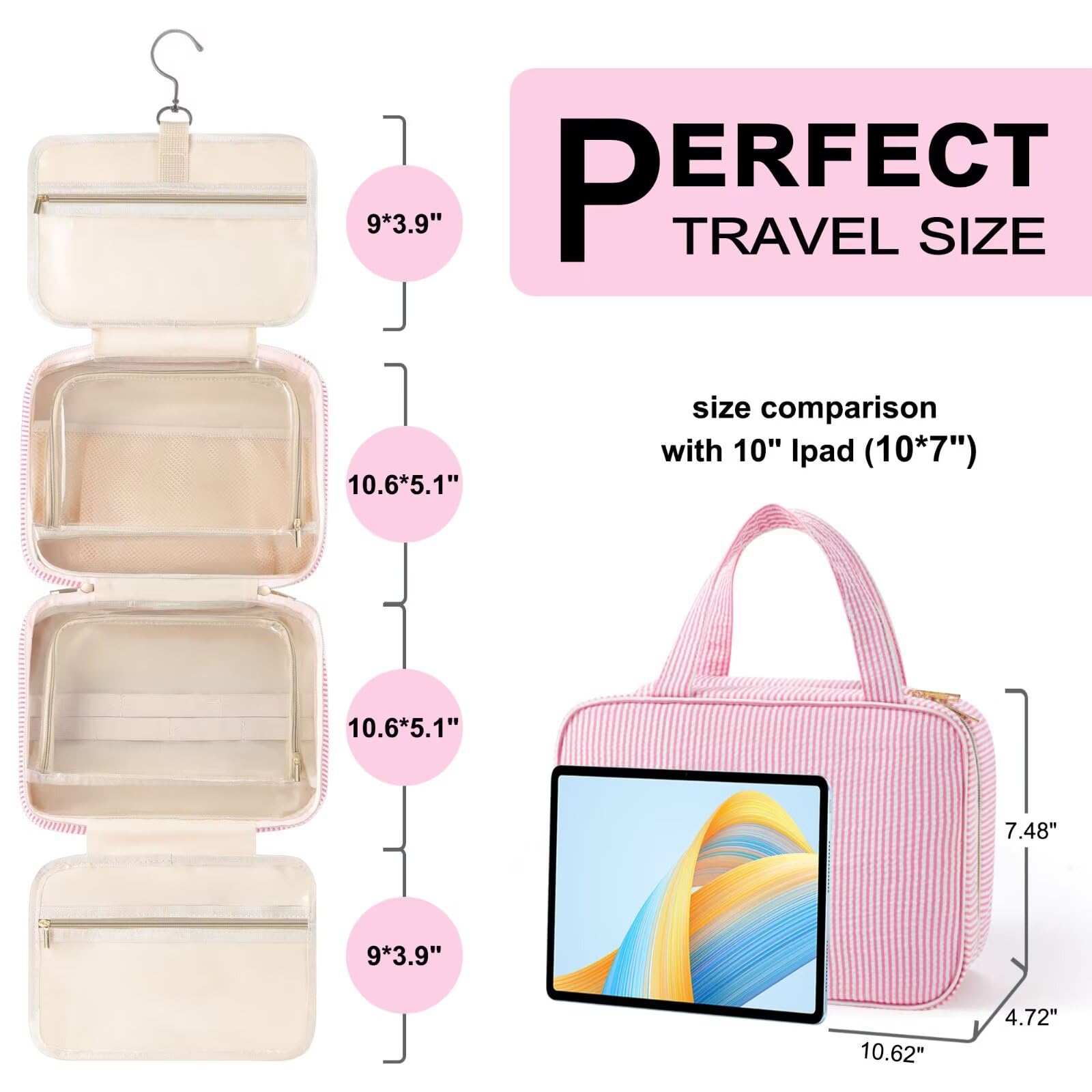 TOPEAST Travel Hanging Toiletry Bag with Personalized Initial – Valentines Gift
