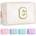 TOPEAST Personalized Preppy Makeup Bag – Pink Travel Cosmetic Bag, Gift for Women