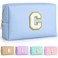 TOPEAST Preppy Travel Makeup Bag – Personalized Sky Blue Cosmetic Gift for Women