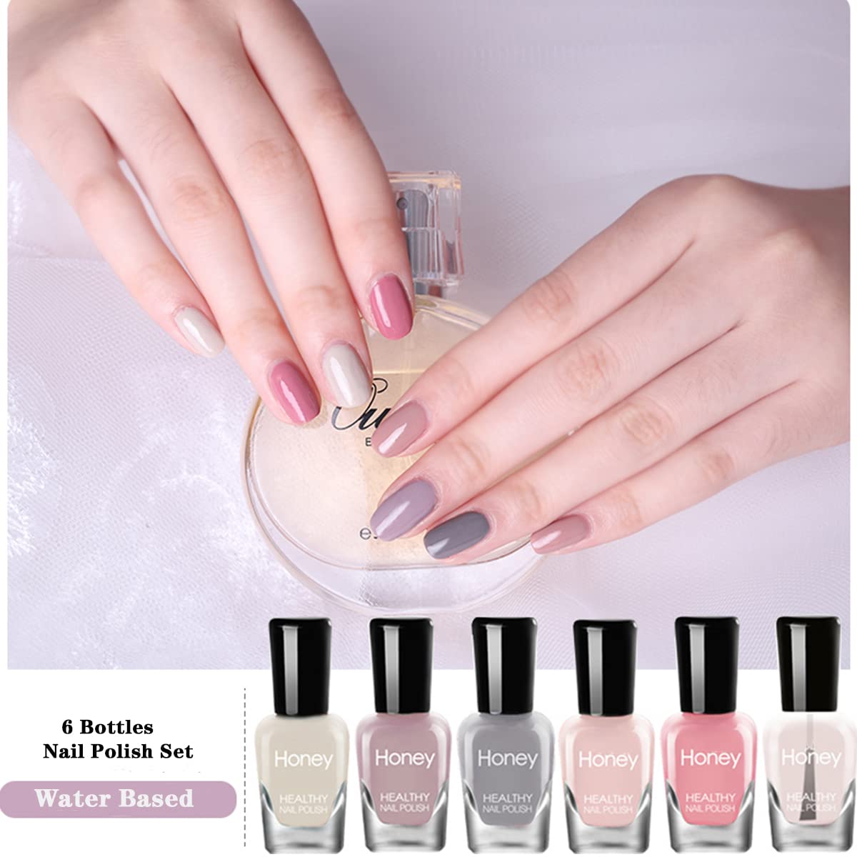 Tophany Non-Toxic Water-Based Nail Polish Set — Peelable & Fast-Drying (6 Bottles)