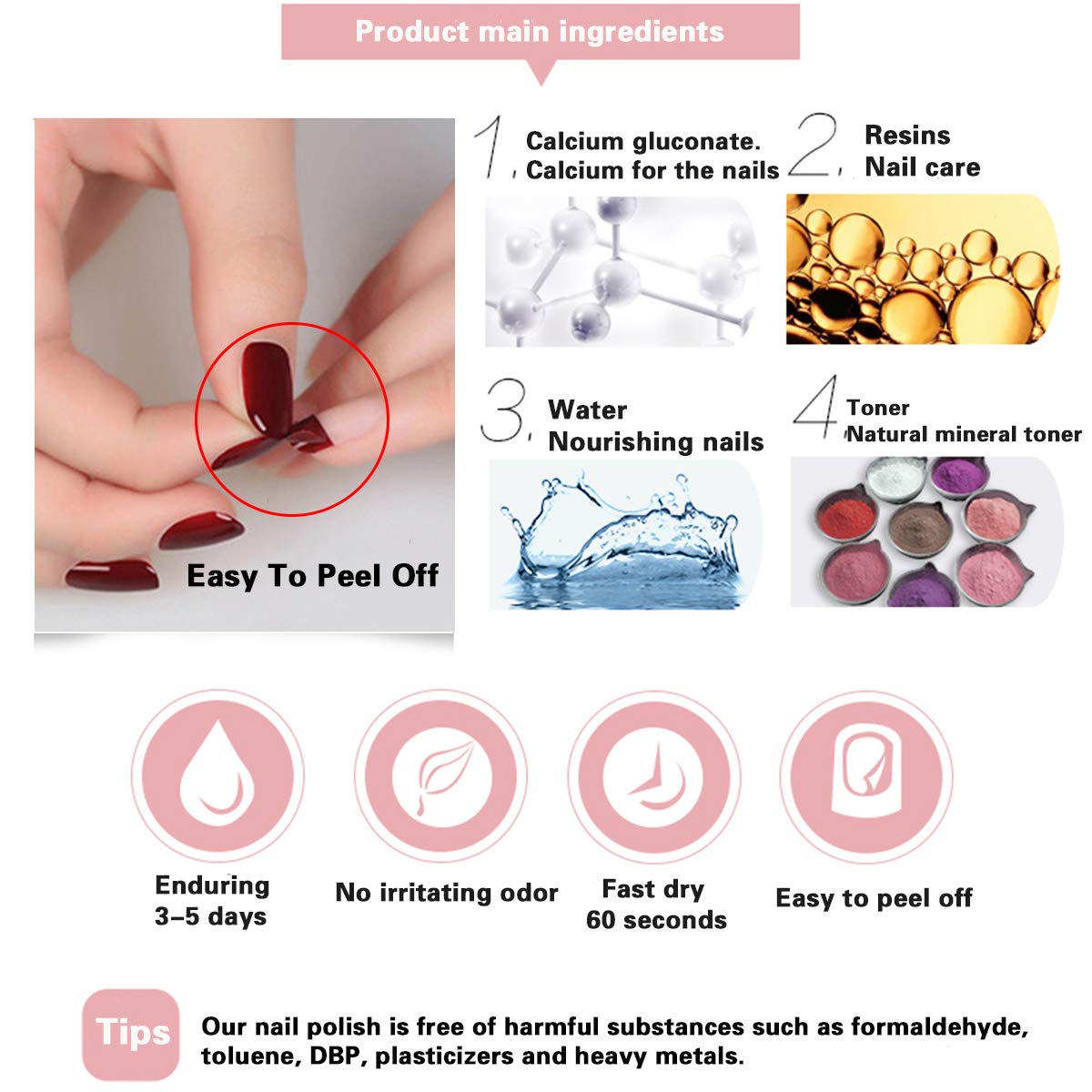 Tophany Non Toxic Nail Polish Set – Water-Based Peelable & Quick-Dry (12 Bottles)