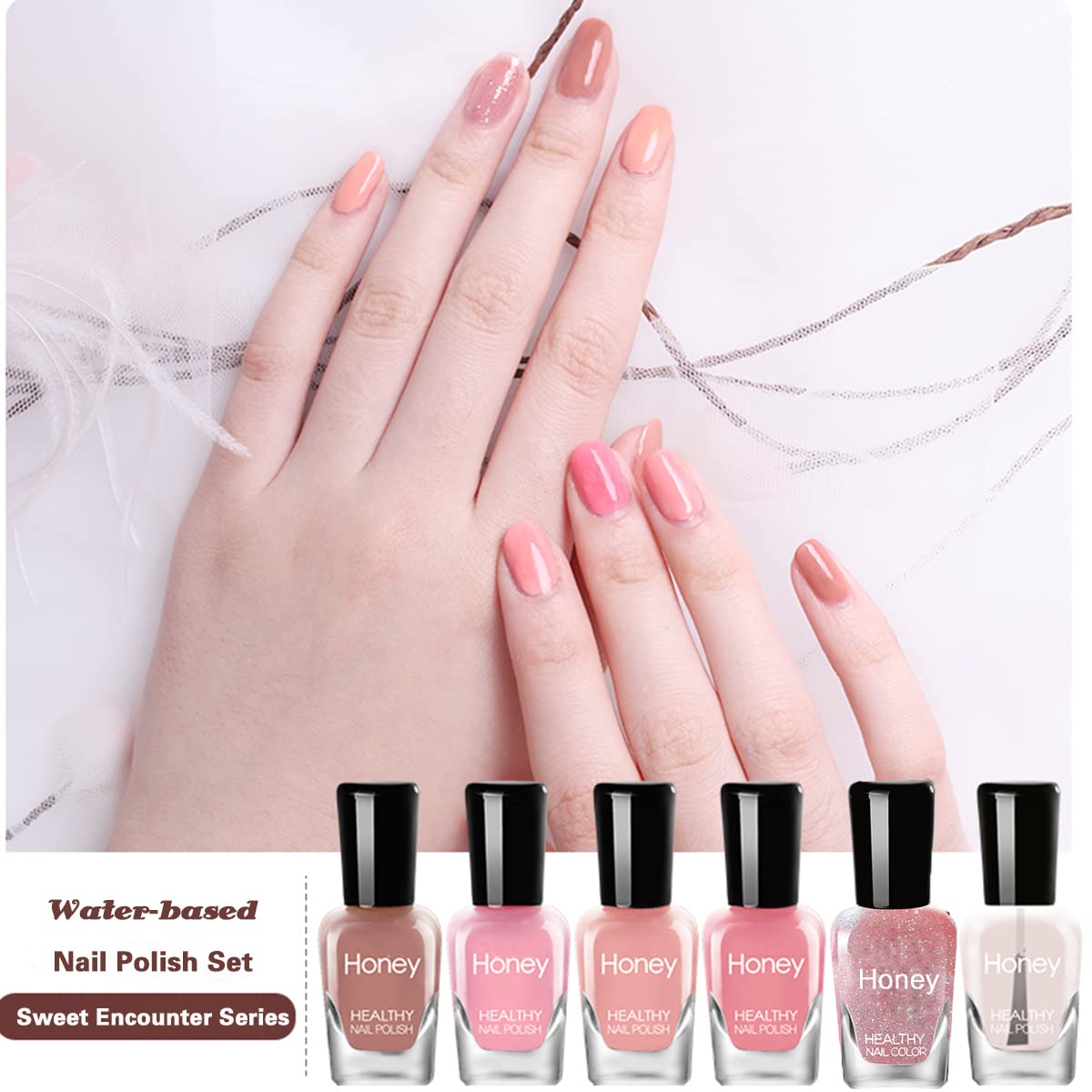 Tophany Non-Toxic Water-Based Nail Polish Set – Peelable & Fast-Drying (12 x 5ml)