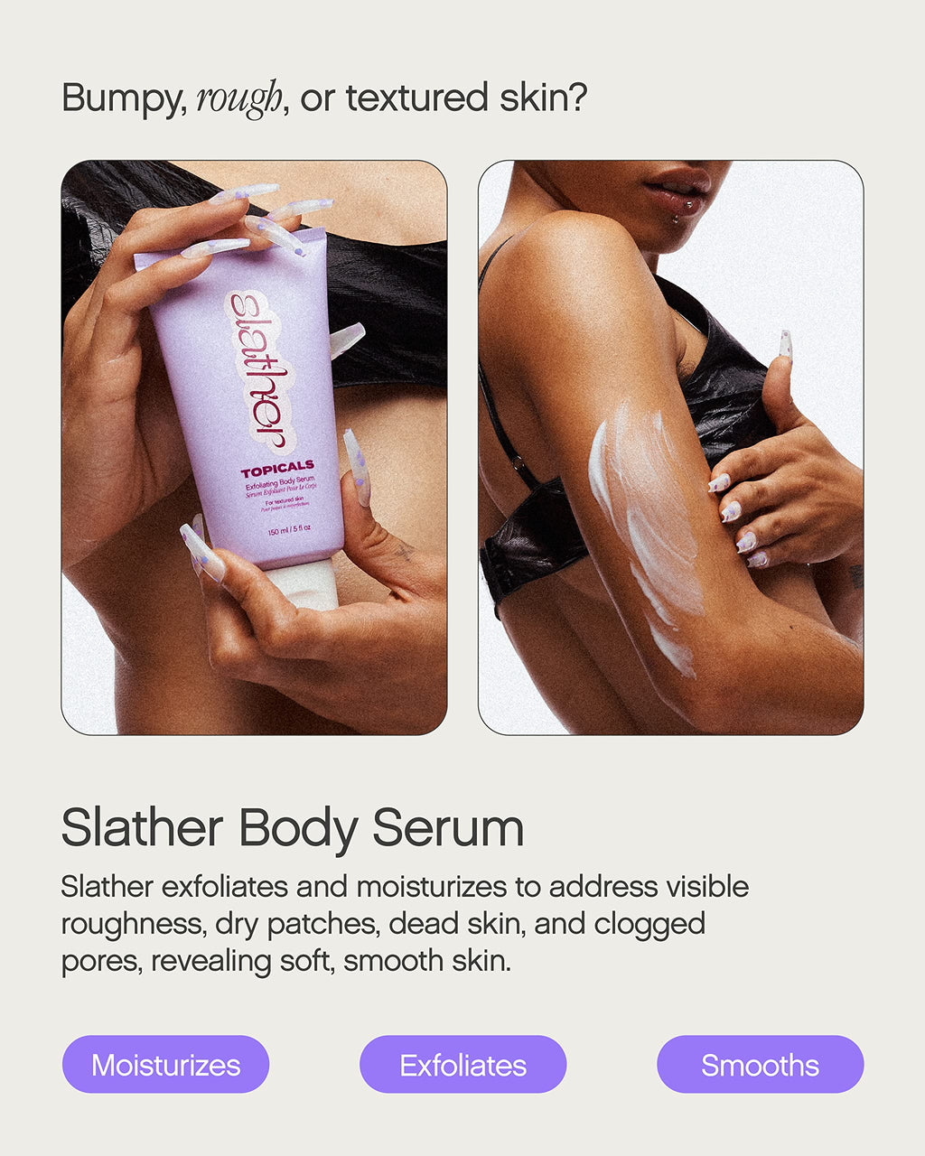 Topicals Slather Exfoliating Body Serum with Retinol, AHAs & Squalane – Smooth Bumpy Skin (5 Fl Oz)