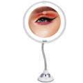 TOPVIRT Flexible 15X Magnifying Suction Mirror with Dimmable LED Vanity - Large
