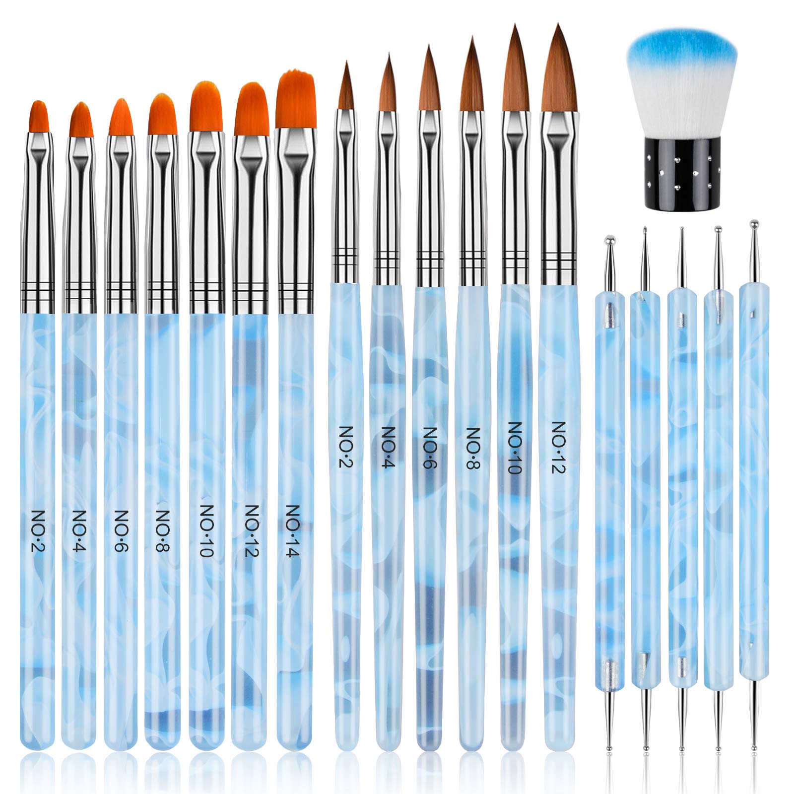 TOROKOM 19Pcs Nail Art Brushes Set – Acrylic Application Tools for Home & Salon