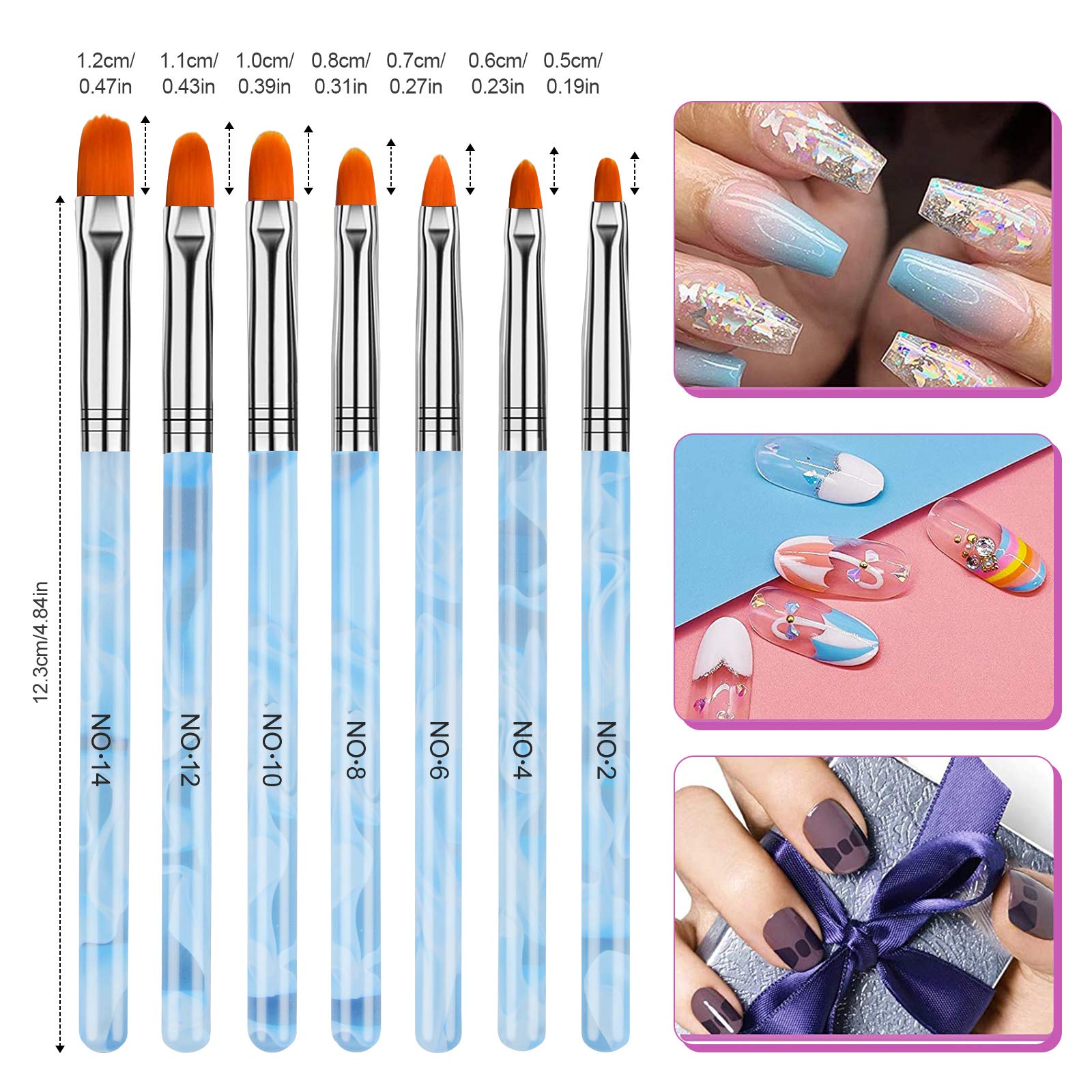 TOROKOM 19Pcs Nail Art Brushes Set – Acrylic Application Tools for Home & Salon