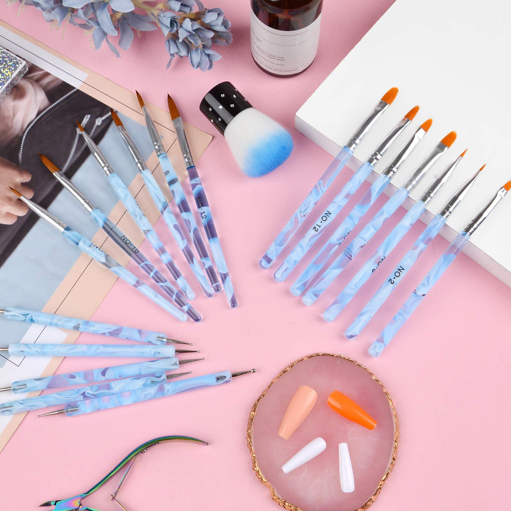 TOROKOM 19Pcs Nail Art Brushes Set – Acrylic Application Tools for Home & Salon