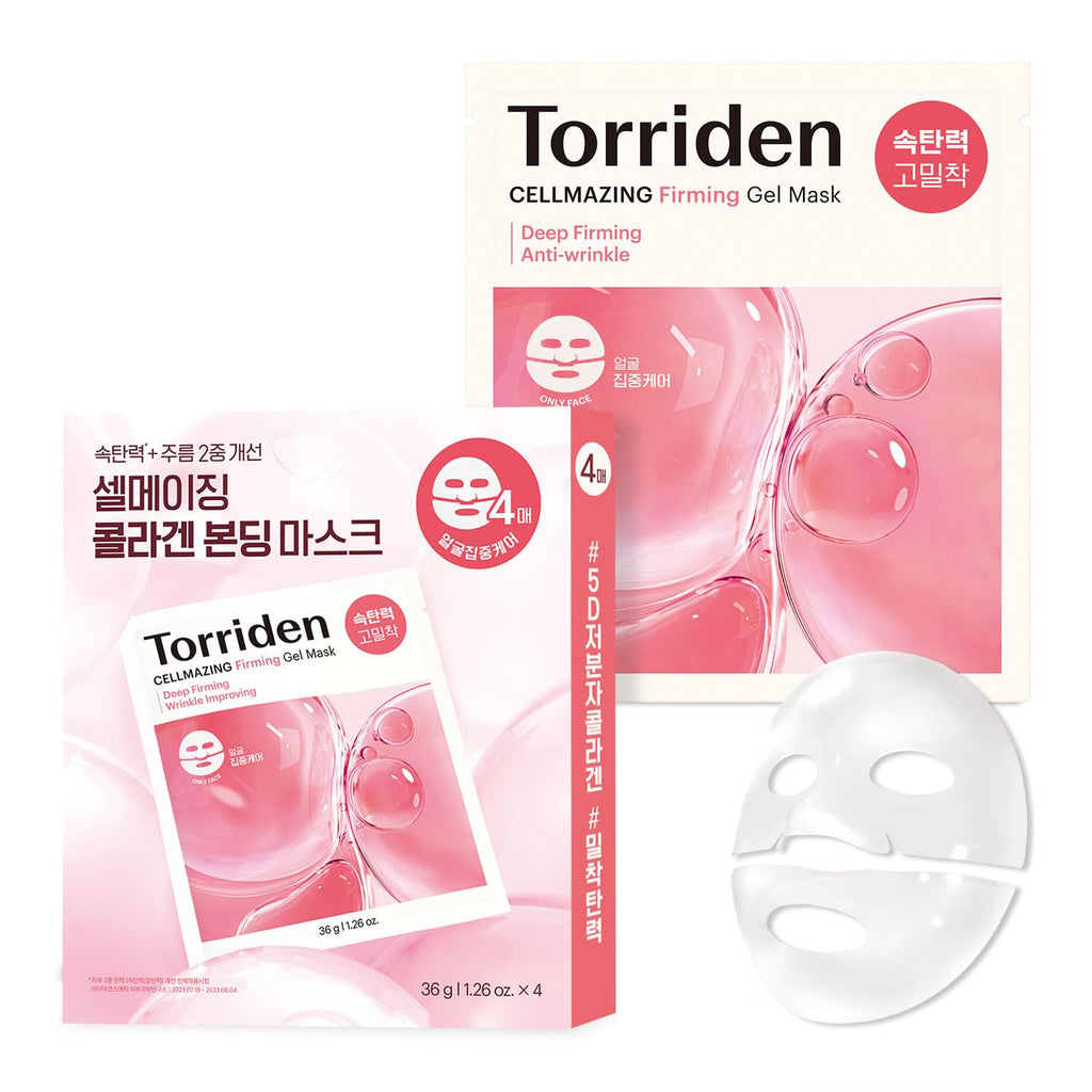 Torriden CELLMAZING Collagen Firming Gel Sheet Mask for Face – 4 Pack | 5D Collagen Complex