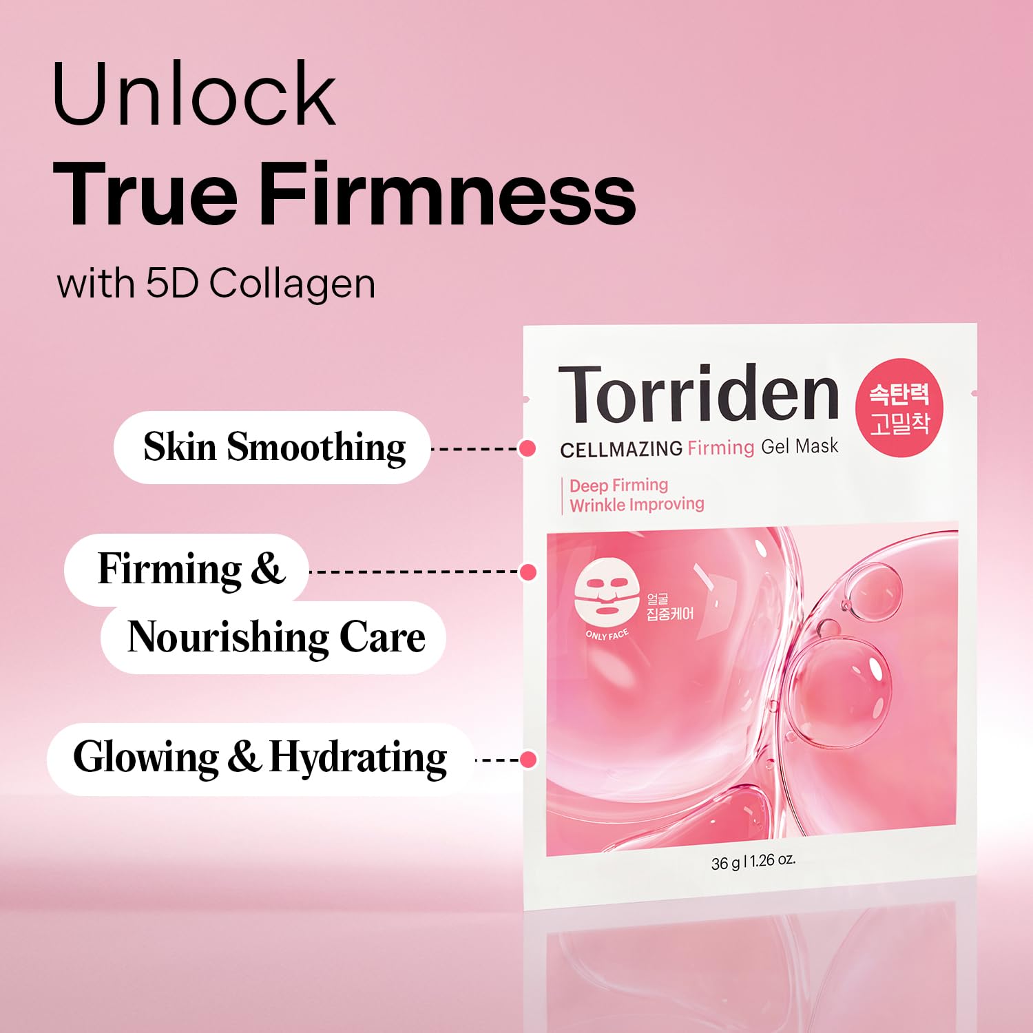 Torriden CELLMAZING Collagen Firming Gel Sheet Mask for Face – 4 Pack | 5D Collagen Complex