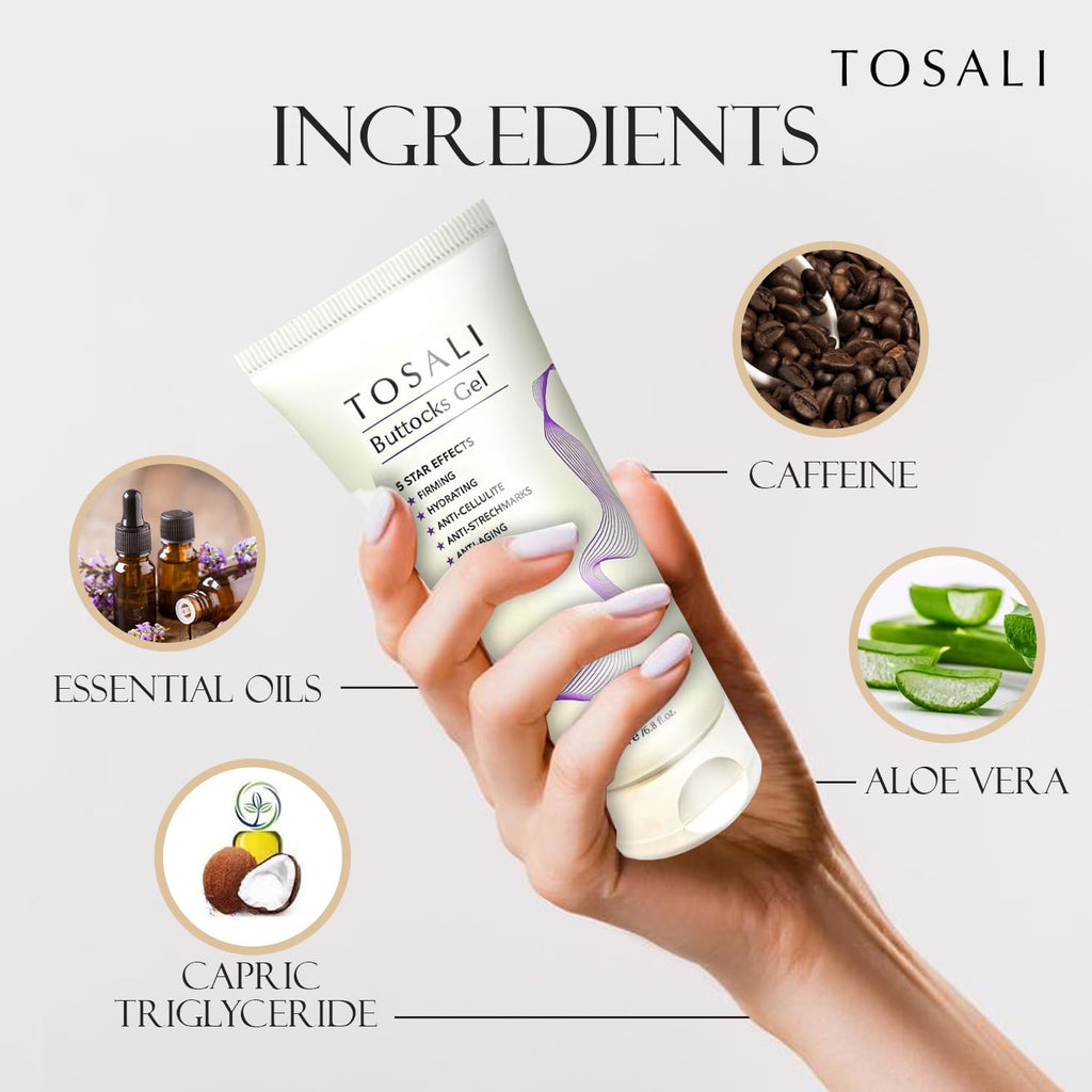 Tosali Buttocks Firming Gel – 6.8 fl oz for Firming, Hydration & Cellulite Support